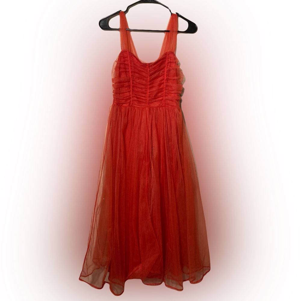 H&M Red Tulle Maxi Dress Size 4/34 Small